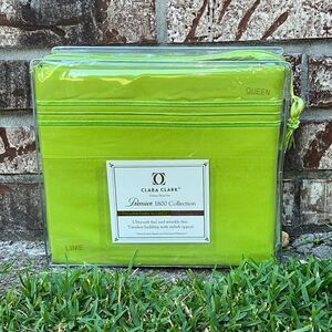NEW 1800 Thread Count: LIME Color, Deep Pockets, Premier 4 Piece Bed Sheet Set
